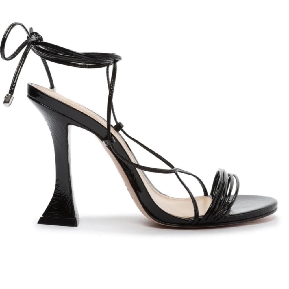 Schutz Arceli Black Leather Sole Heel with Patent Upper 8 - Picture 6 of 6